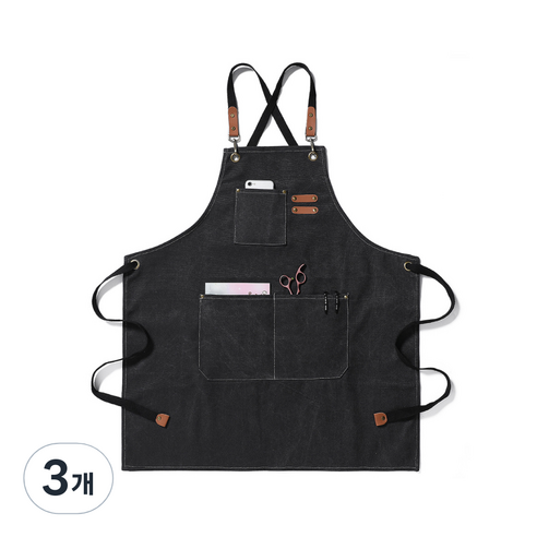 금깨비 바리스타 앞치마, 블랙, 3개