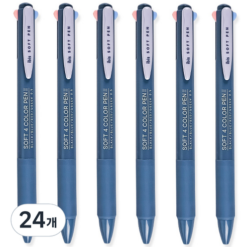아이비스 소프트 4색 젤펜 0.5mm 12499, 블루, 24개