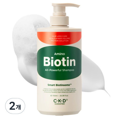 씨케이디 아미노 비오틴 올파워풀 샴푸, 750ml, 2개