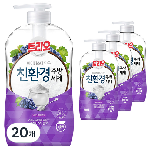트리오 베이킹소다 담은 친환경 주방세제 그레이프향, 680ml, 20개