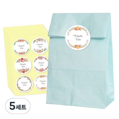 종이 각대봉투 소 50p + 화관 스티커 B 54p 세트, 하늘, 5세트