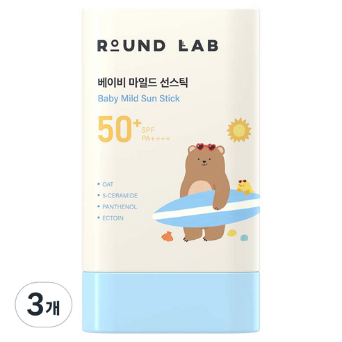 라운드랩 유아용 마일드 선스틱 SPF50+ PA++++, 21g, 3개