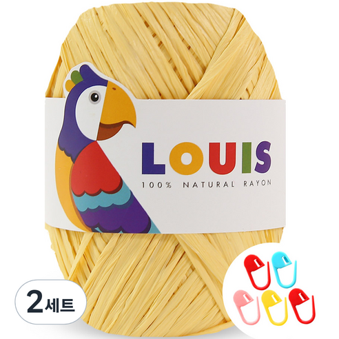 니뜨 루이 실 45g + 단수링 5p 세트, 108 무광 옐로우(루이실), 랜덤발송(단수링), 2세트