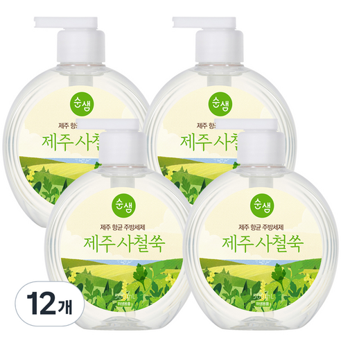 순샘 제주 사철쑥 항균 주방세제 용기, 12개, 500ml