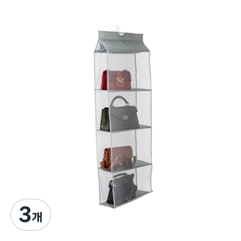 디엠코퍼레이션 알럽홈 심플 옷걸이형 수납함 그레이 4칸, 3개
