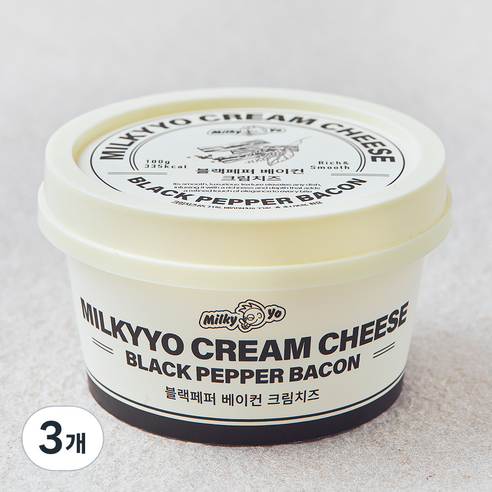 밀키요 블랙페퍼 베이컨 크림치즈, 100g, 3개, 1개입
