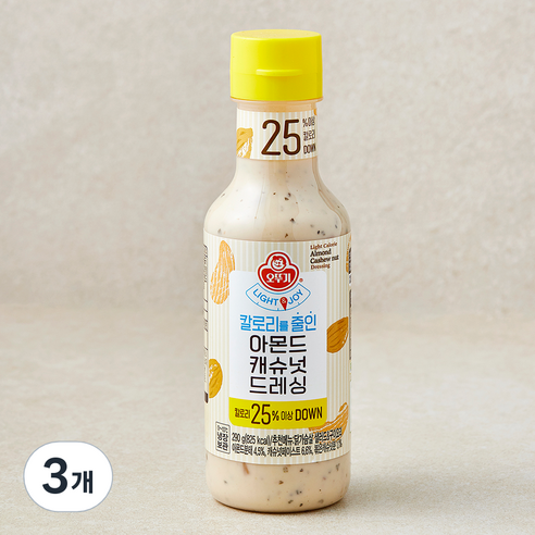 오뚜기 LIGHT & JOY 칼로리를 줄인 아몬드 캐슈넛 드레싱, 290g, 3개