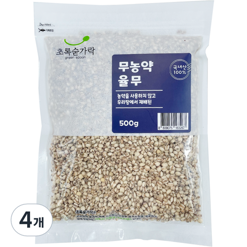 초록숟가락 무농약 율무, 500g, 4개