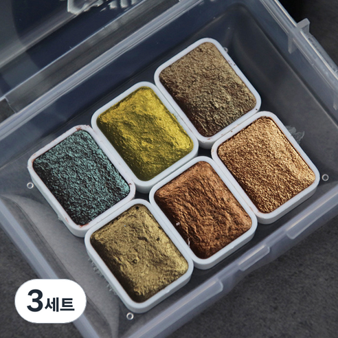 멜로 수채화 네일 고체물감 6종 세트, 펄(KJ_01_05), 3세트