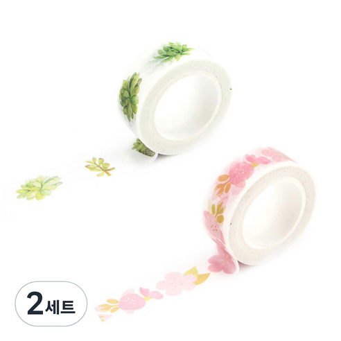 라이프포인트 내츄럴 일러스트 마스킹 테이프 08벚꽃 세트, 08벚꽃, 13다육이, 2세트