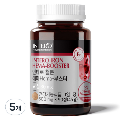 인테로 철분 헤마 부스터 45g, 90정, 5개