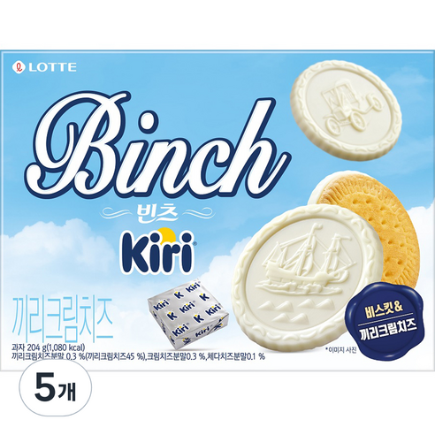 롯데웰푸드 빈츠 끼리 크림치즈, 204g, 5개