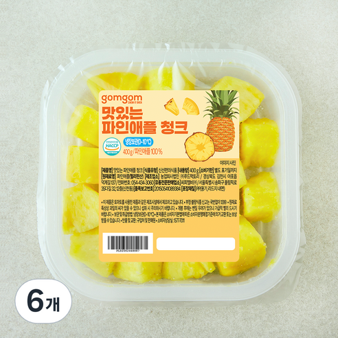 곰곰 맛있는 파인애플 청크, 400g, 6개