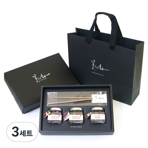 꽃보다차 아담한 꽃차 3종 선물세트, 맨드라미 2g + 생강나무 3g + 도화 1.5g + 차집게 + 쇼핑백, 3세트