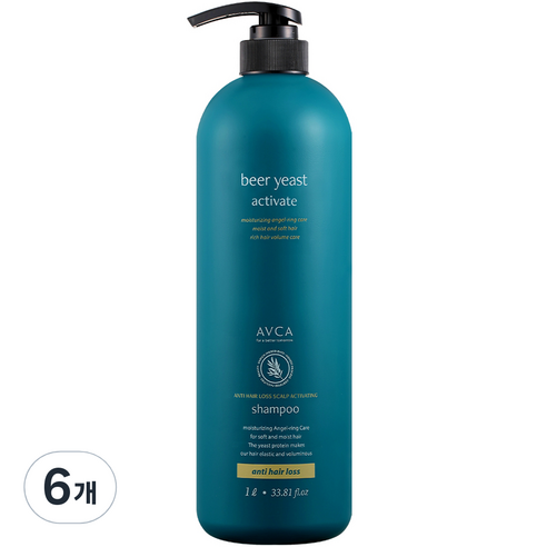 아브카 맥주효모 두피케어 대용량 탈모 기능성샴푸, 6개, 1000ml
