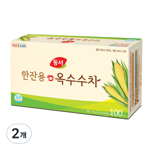 동서 한잔용 옥수수차 티백, 1.5g, 100개입, 2개