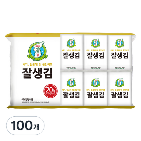 성경식품 지도표 성경김 잘생김, 4g, 100개