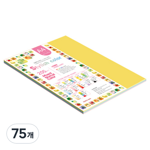 종이문화 SN 스타일리쉬 노멀 두꺼운 혼합색지 205g 03 Tone Deep, 75개, A4