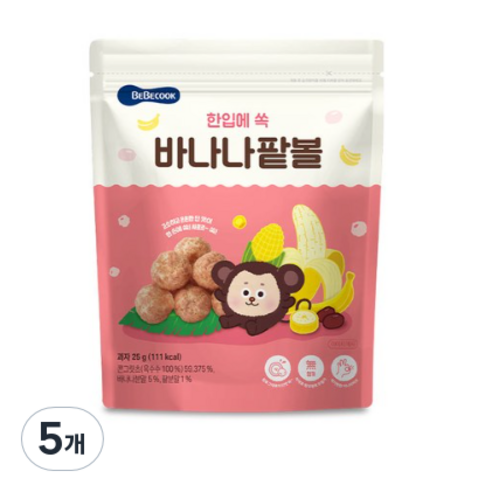 베베쿡 한입에 쏙 바나나팥볼 25g, 바나나 + 팥 혼합맛, 5개