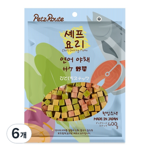 펫츠루트 셰프요리 연어 야채 반려견 간식, 혼합맛(연어/야채), 400g, 6개