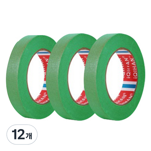 다다 칼라 마스킹 종이테이프 20mm x 15m, 그린, 12개