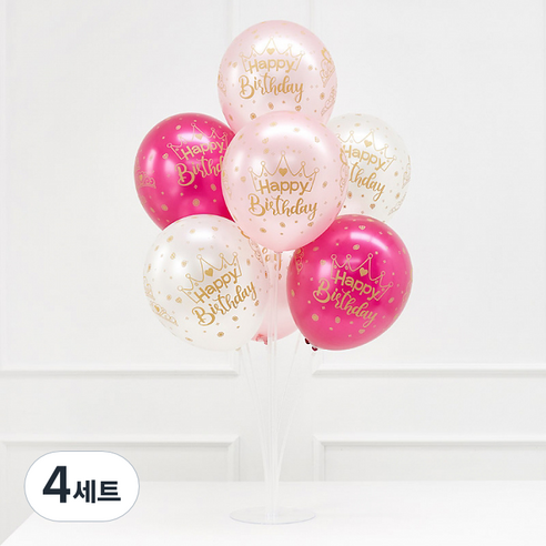 조이파티 스탠드 풍선 세트 생일왕관, 4세트
