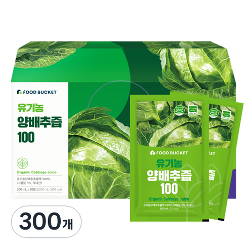 푸드버킷 유기농 양배추즙 100, 100ml, 300개