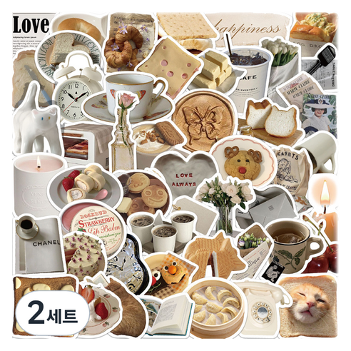 특별한상점 캐리어 노트북 여행 방수 스티커 세트 TT082-50PCS, 브레드, 2세트