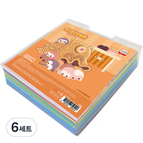 영아트 소소펀 양면 같은색 색종이 200p + 손잡이 보관 케이스 세트 A, 6세트