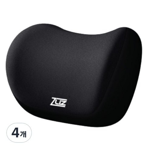 지리즈 차량용 메모리폼 커브 목쿠션, 블랙, 4개