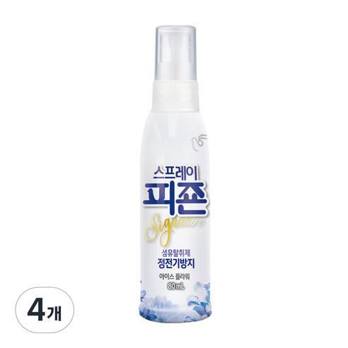 피죤 스프레이 시그니처 섬유탈취제 아이스 플라워향 본품, 80ml, 4개, 아이스플라워향