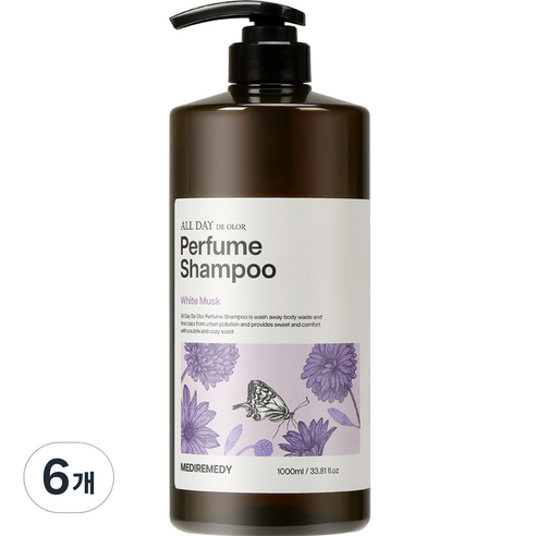 메디레머디 올데이 데오르 퍼퓸 샴푸화이트머스크, 6개, 1000ml