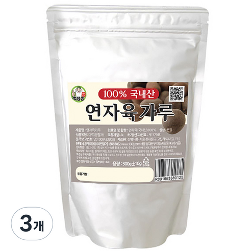 백장생 국내산 연자육가루, 3개, 300g