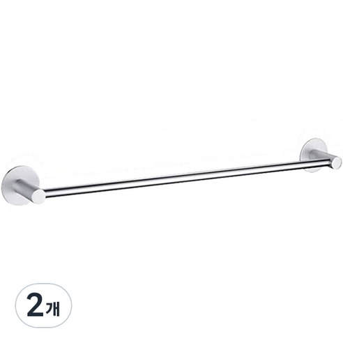 마켓플랜 스페이스 무타공 수건걸이 70cm, 실버, 2개