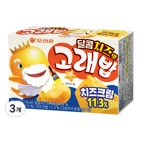 고래밥 달콤치즈맛, 34g, 3개