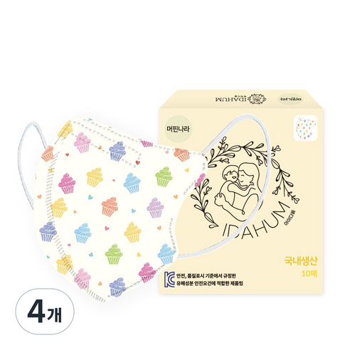 아이다움 캐릭터 입체 마스크 새부리형 개별포장 유아용, 10매, 4개, 머핀나라