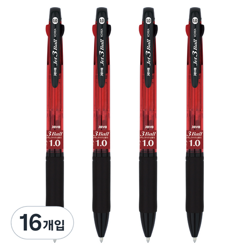 자바펜 1.0 제트3볼펜 1.0mm, 레드, 16개