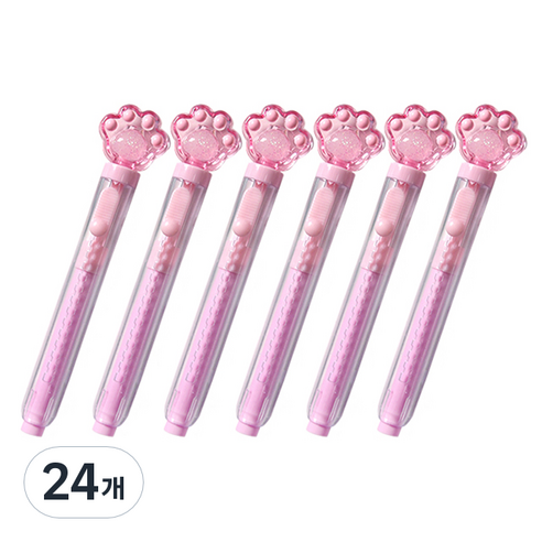 푸쉬 슬라이드 냥이 지우개, 핑크, 24개