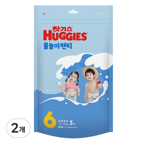 하기스 물놀이 팬티형 기저귀 남여공용 대형 6단계 14~19kg, 점보형(2XL), 6개