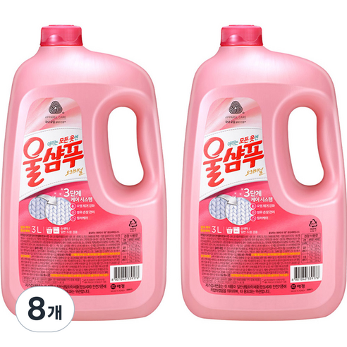 울샴푸 오리지널 중성세제 울세제 본품, 3L, 8개