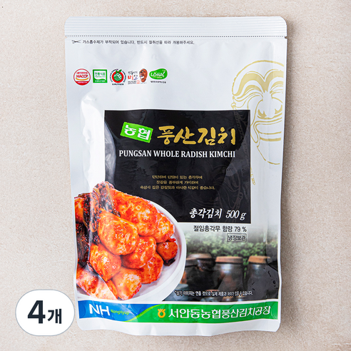 풍산김치 농협 총각김치, 500g, 4개