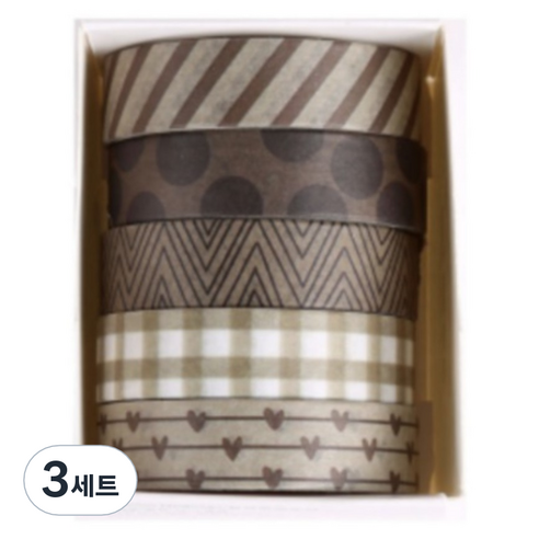 꼬까 자연 디자인 마스킹 테이프 5종 세트 01 파인우드, 혼합색상, 3세트