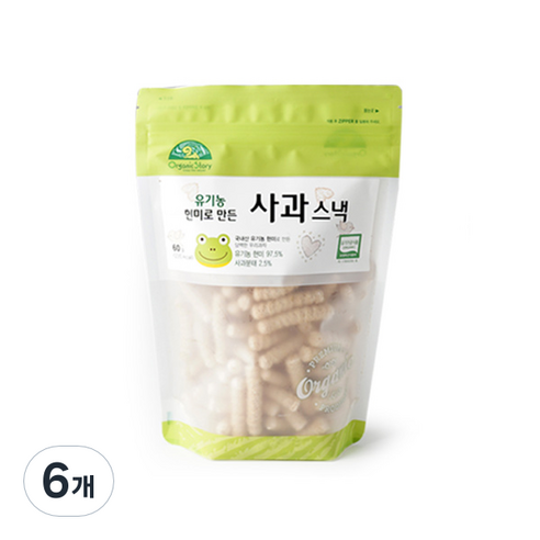 오가닉스토리 유기농 현미로 만든 사과 스낵, 60g, 6개