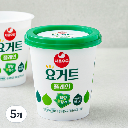 서울우유 요거트 플레인, 380g, 5개