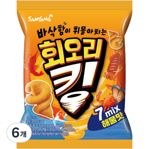 삼양 회오리킹 해물맛, 90g, 5개