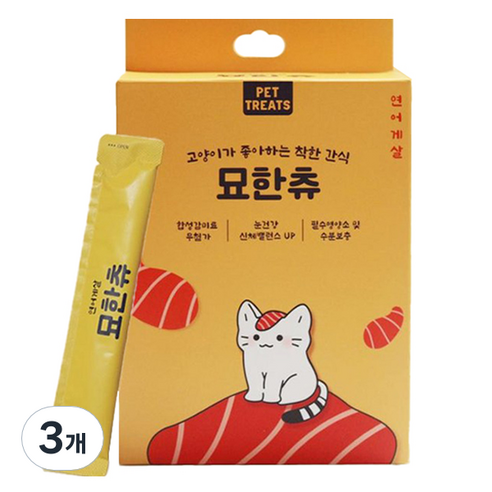 펫트리츠 고양이 묘한츄 대용량 간식 30p, 3개, 450g, 연어게살