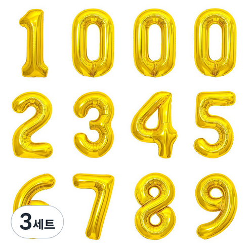 파티아일랜드 숫자 호일 풍선 12p 세트 40cm, 골드, 3세트