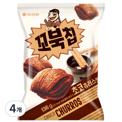 오리온 꼬북칩 초코츄러스맛, 136g, 4개