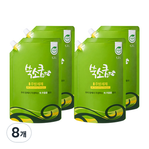 쑥소쿰 쑥 친환경 주방세제, 1.2L, 8개