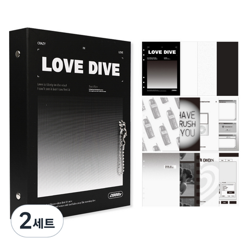 워너디스 러브이즈 다이어리 바인더 A5 6공 세트, 03 블랙 타이포, 2세트